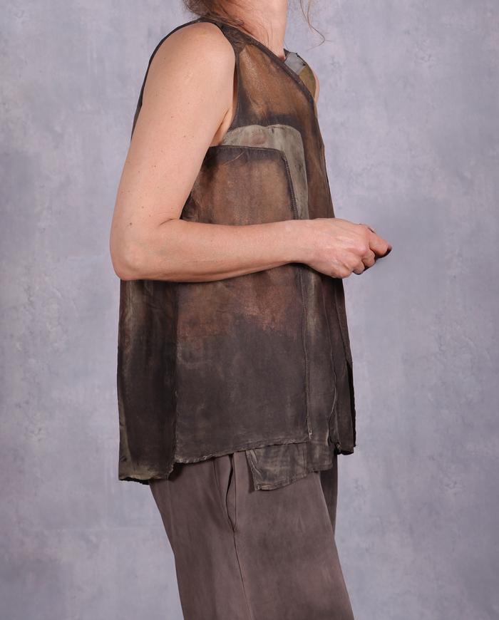 'mapped on earth' asymmetrical silk top