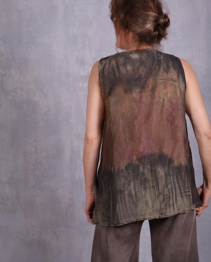 'mapped on earth' asymmetrical silk top