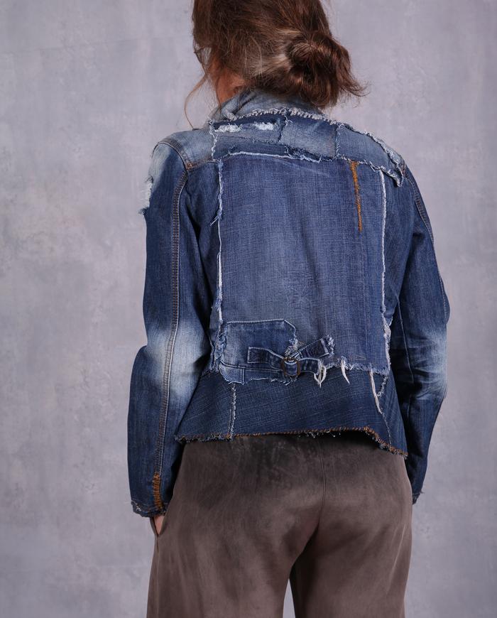 'a meting of denims' recycled short jeans jacket