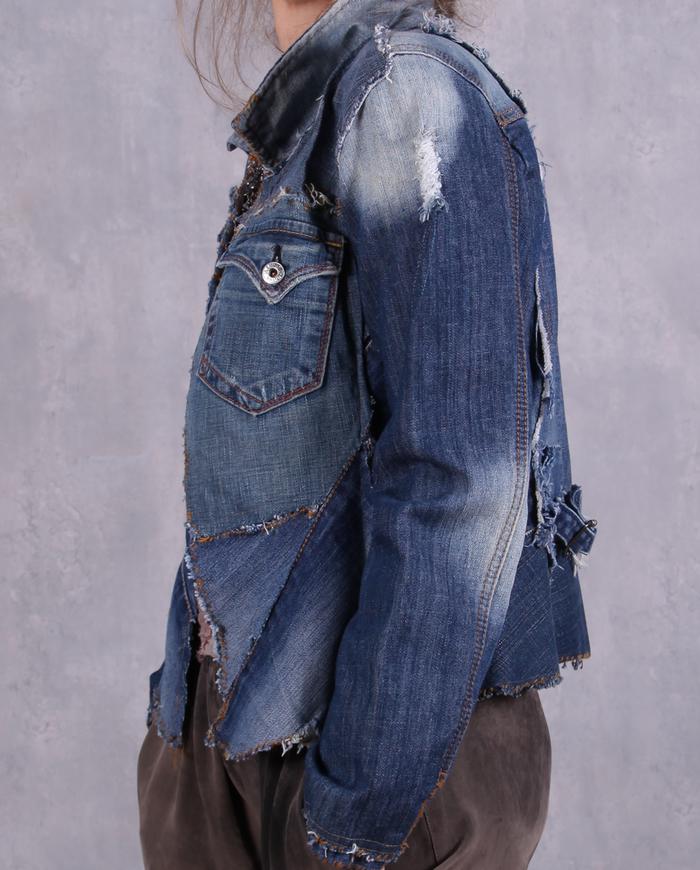 'a meting of denims' recycled short jeans jacket