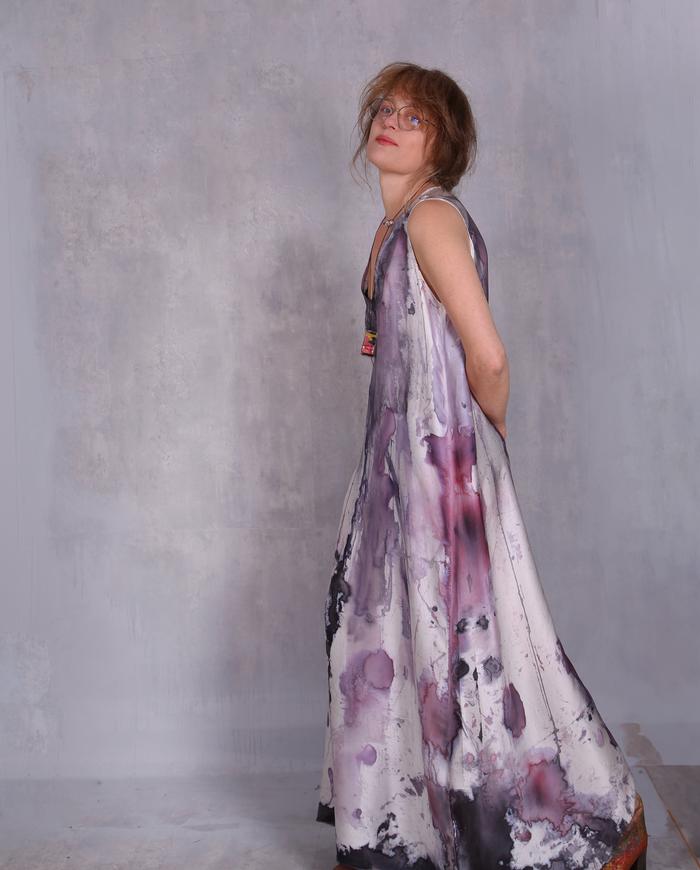 'purple stories' maxi silk slip dress 