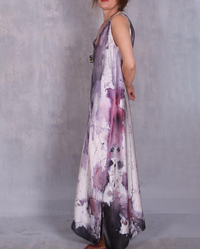 'purple stories' maxi silk slip dress 