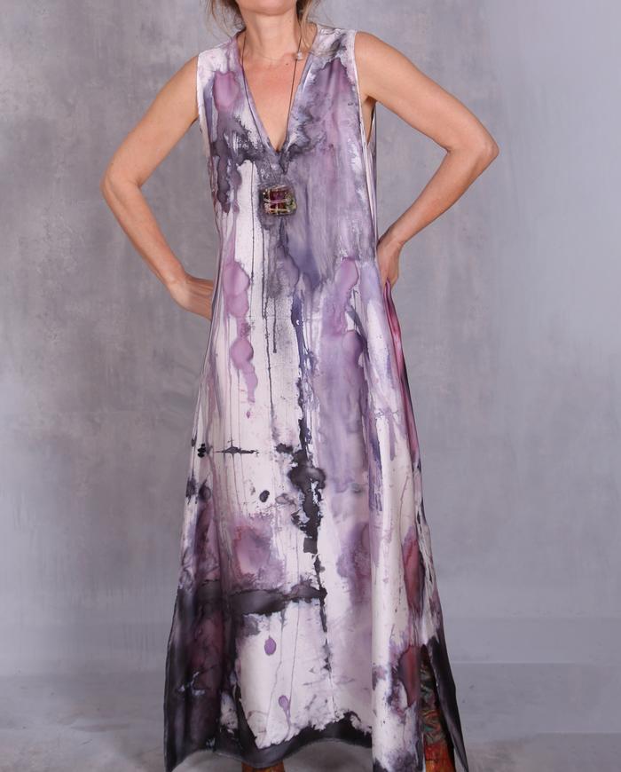 'purple stories' maxi silk slip dress 