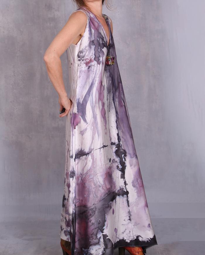 'purple stories' maxi silk slip dress 