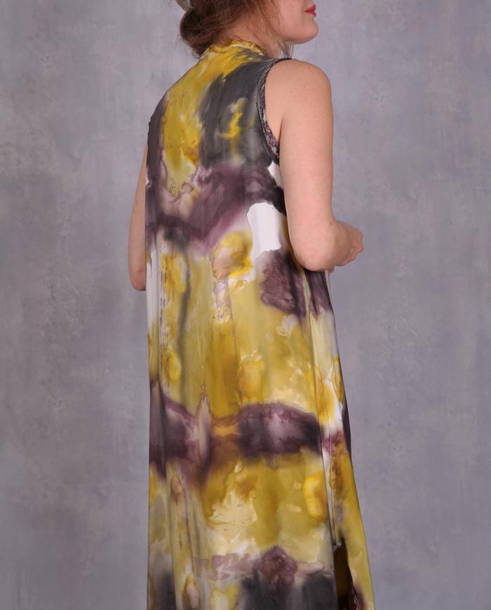 'wine clouds on a sunny day' silk crepe maxi dress