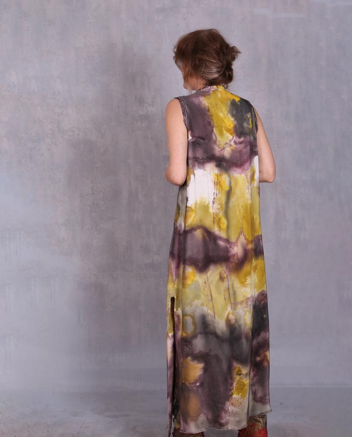 'wine clouds on a sunny day' silk crepe maxi dress