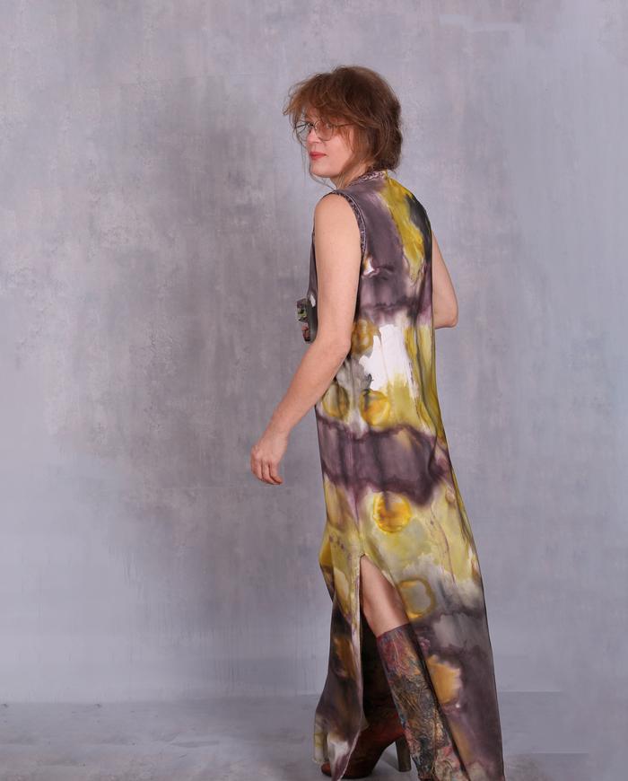 'wine clouds on a sunny day' silk crepe maxi dress