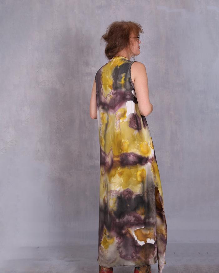 'wine clouds on a sunny day' silk crepe maxi dress