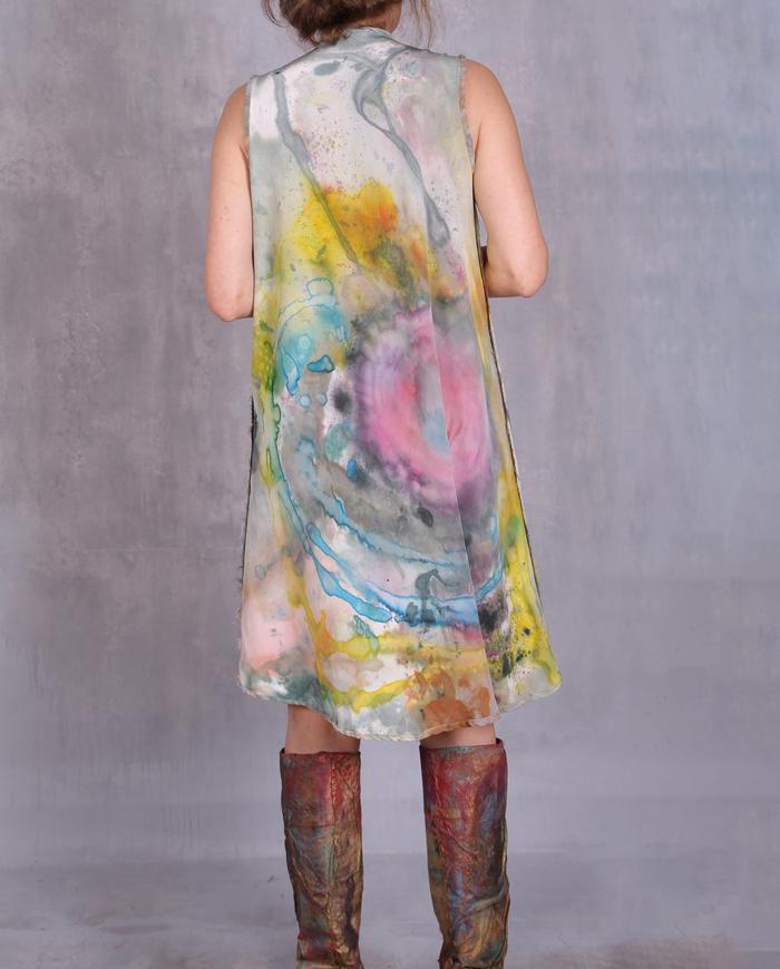 'twirly swirly candy land' hand-painted silk slip dress
