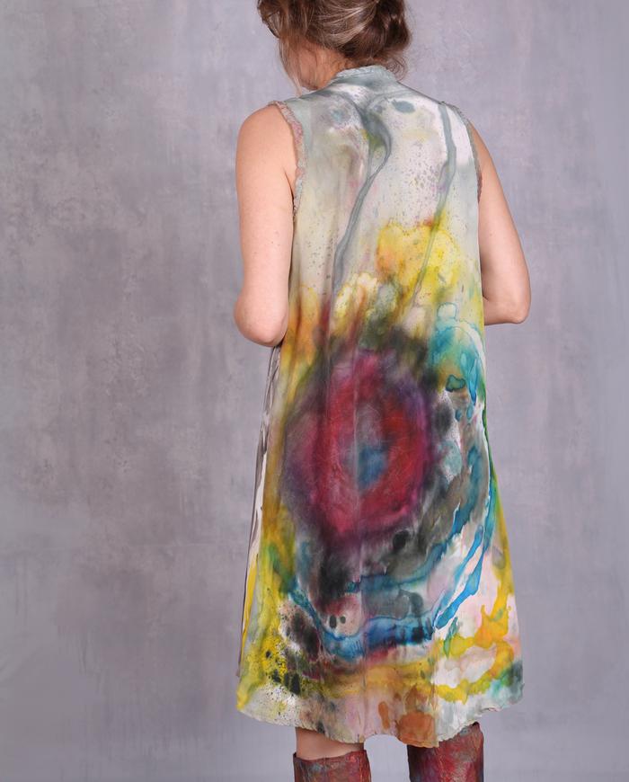 'twirly swirly candy land' hand-painted silk slip dress