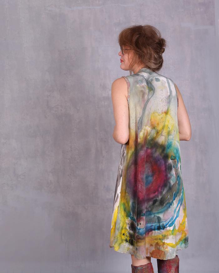 'twirly swirly candy land' hand-painted silk slip dress