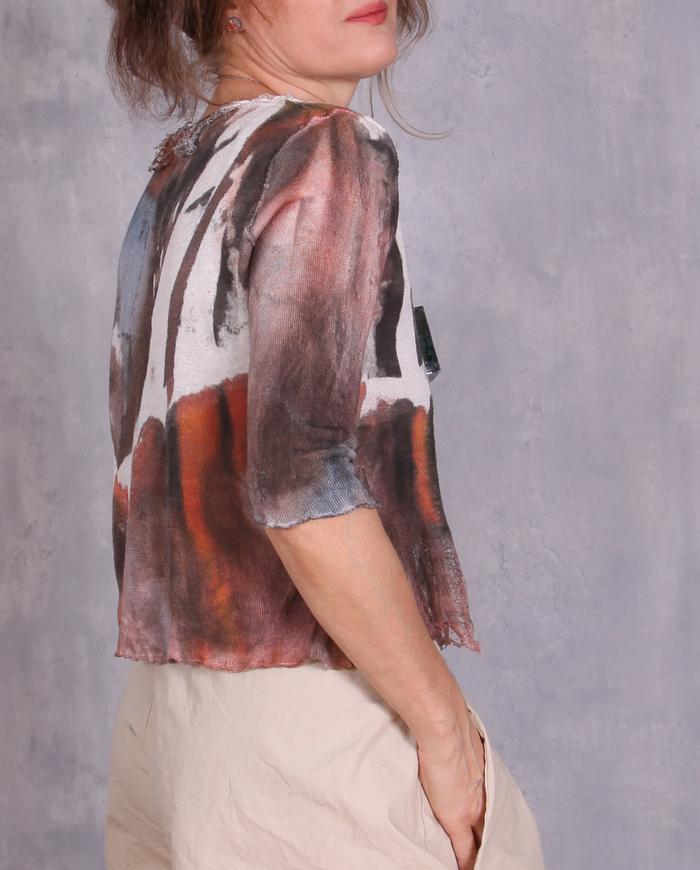 'on a mountain peak' semi-sheer linen knit top