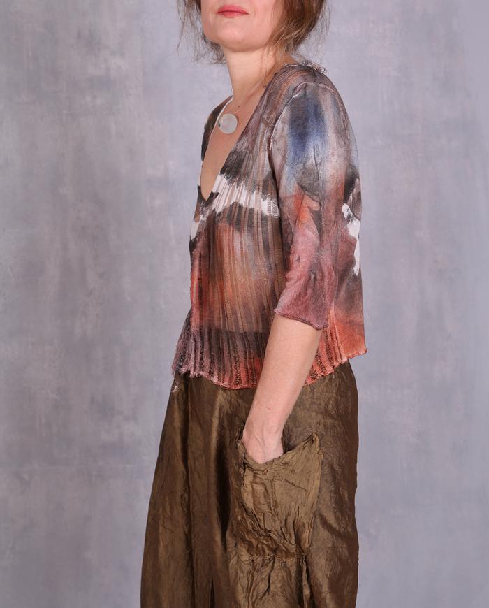 'on a mountain peak' semi-sheer linen knit top