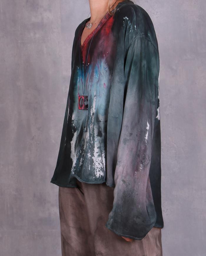 'a hidden waterfall' lightweight oversized reversible silk top