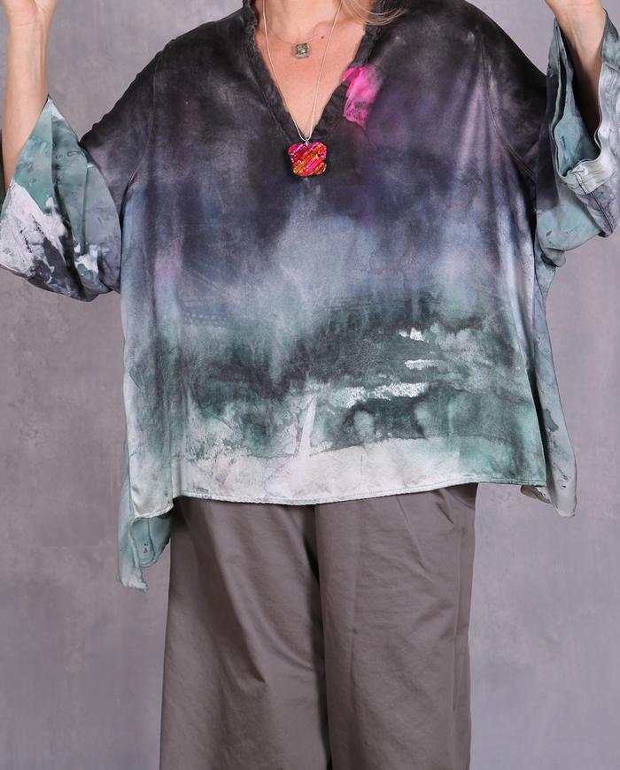 'in a pensive mood' oversized silk kimono top