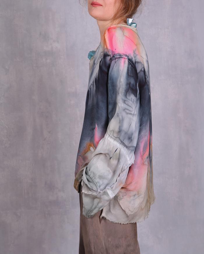 'indigo waterfall' reversible oversized vivid silk top