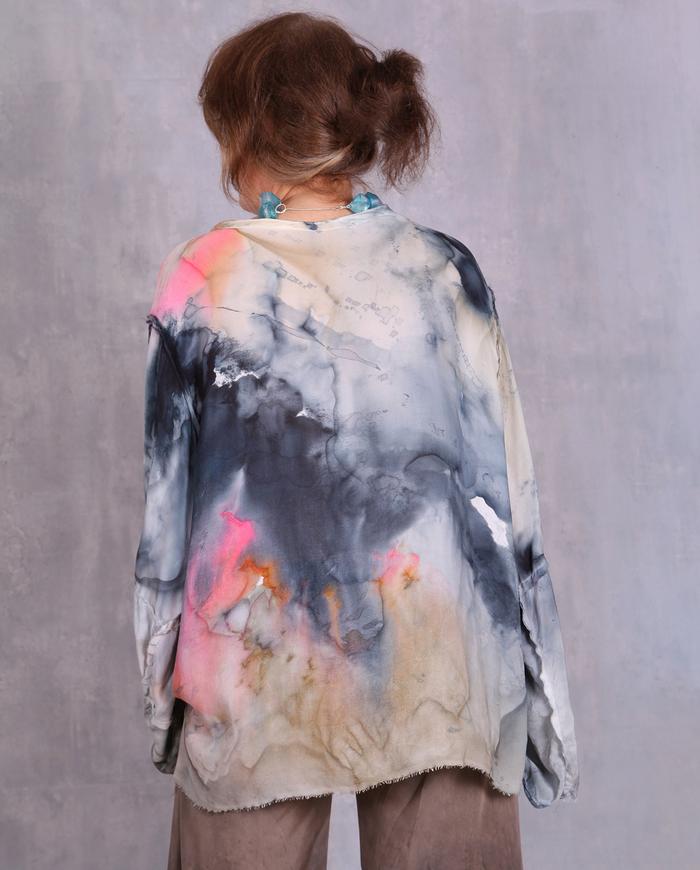 'indigo waterfall' reversible oversized vivid silk top