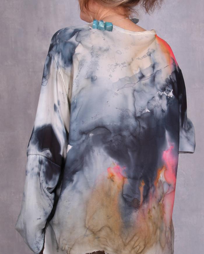 'indigo waterfall' reversible oversized vivid silk top