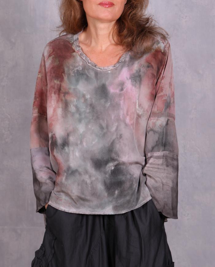 'on fluffy pink clouds' silk crepe blouse