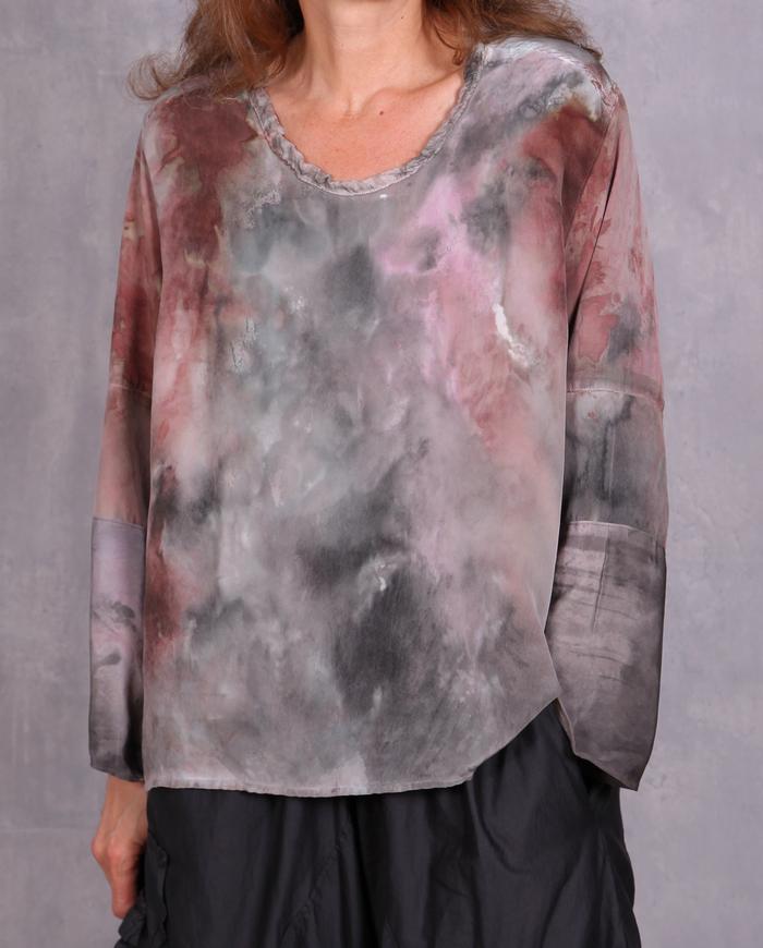 'on fluffy pink clouds' silk crepe blouse