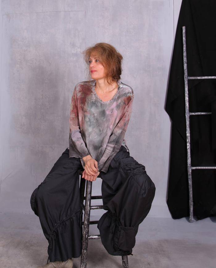 'on fluffy pink clouds' silk crepe blouse