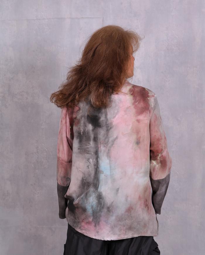 'on fluffy pink clouds' silk crepe blouse