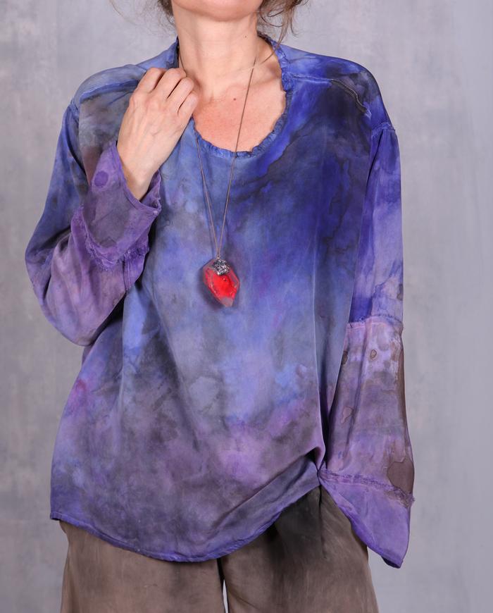 'violet storm in reverse' silk blouse
