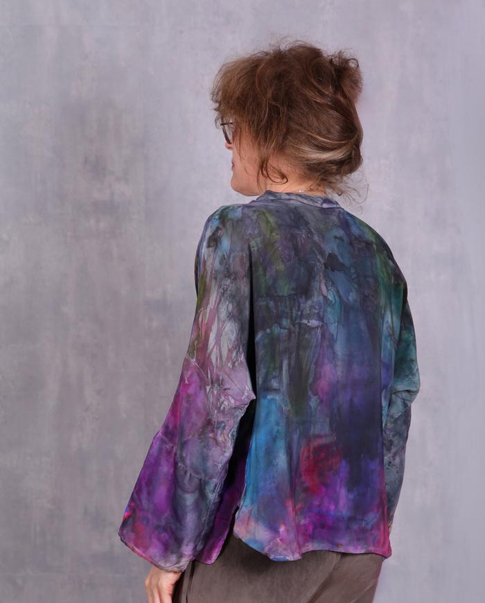 'kaleidoscope ride' abstract art silk blouse