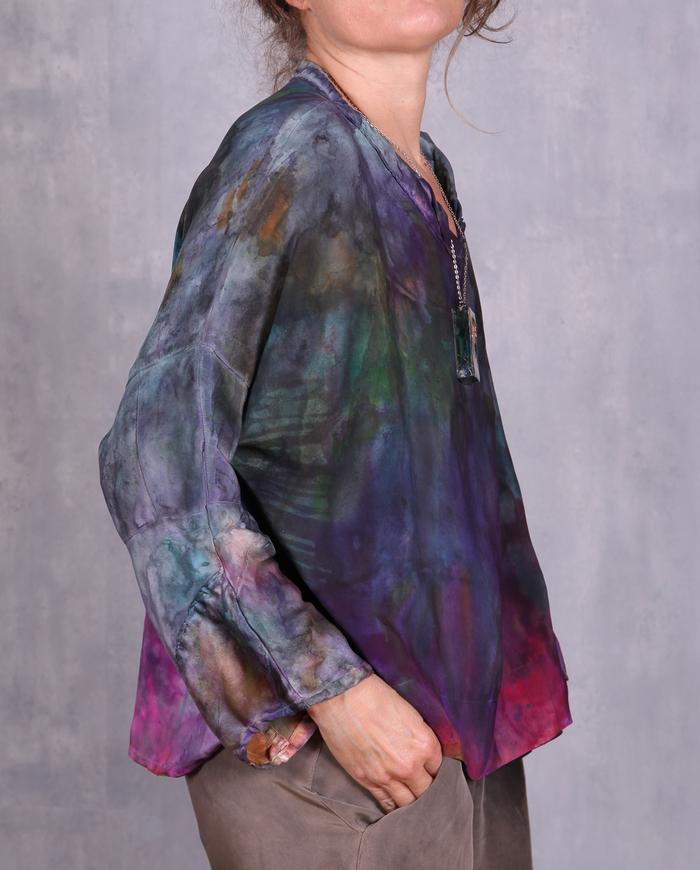 'kaleidoscope ride' abstract art silk blouse