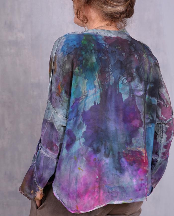 'kaleidoscope ride' abstract art silk blouse