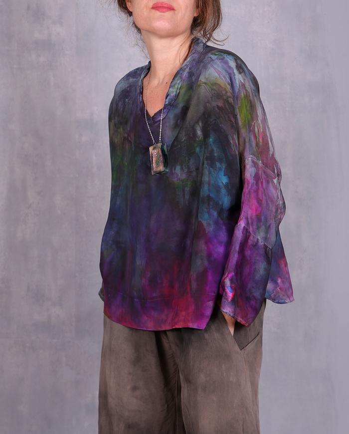 'kaleidoscope ride' abstract art silk blouse