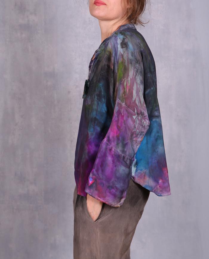 'kaleidoscope ride' abstract art silk blouse