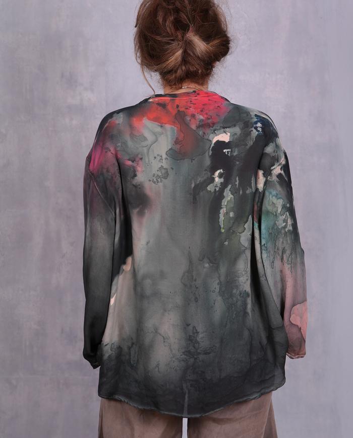 'a bolt of electricity' deep V-neck silk blouse