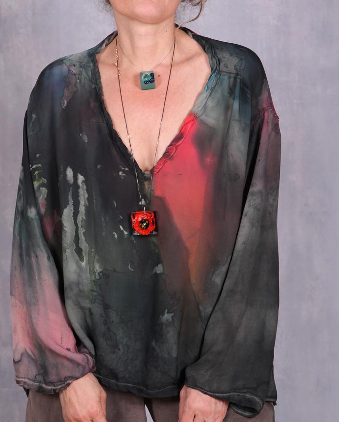 'a bolt of electricity' deep V-neck silk blouse