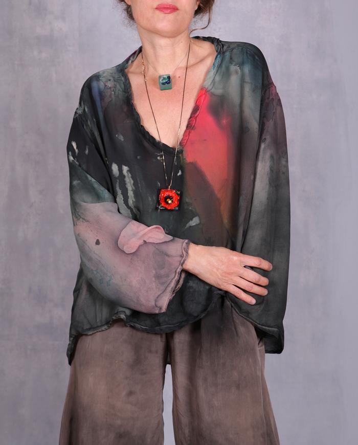 'a bolt of electricity' deep V-neck silk blouse