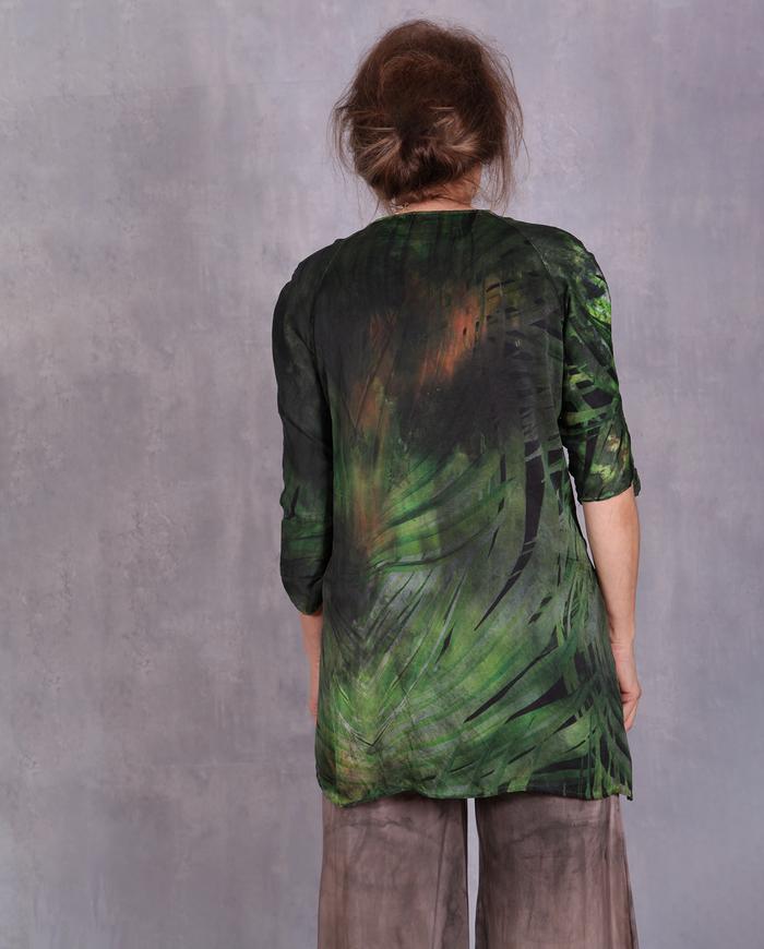 'fields of grass' asymmetrical silk top