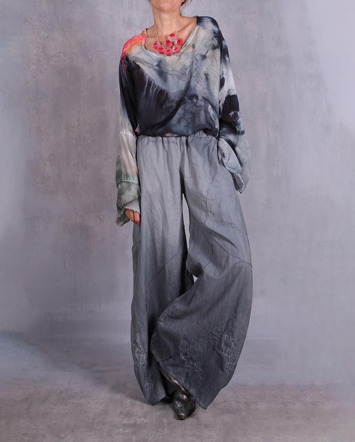 'comfort me loosely' light indigo one-size hand-painted pants