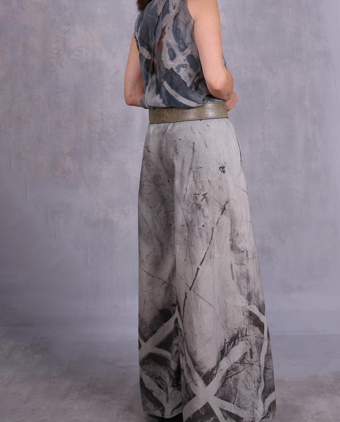 'un-crisscross on the go' wide leg hand-painted summer pants