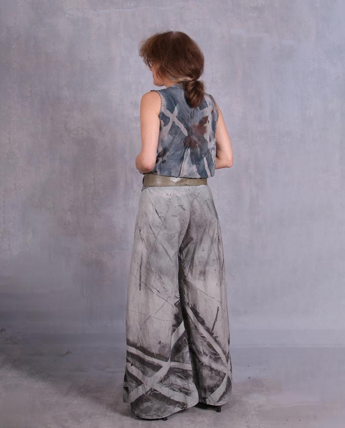 'un-crisscross on the go' wide leg hand-painted summer pants