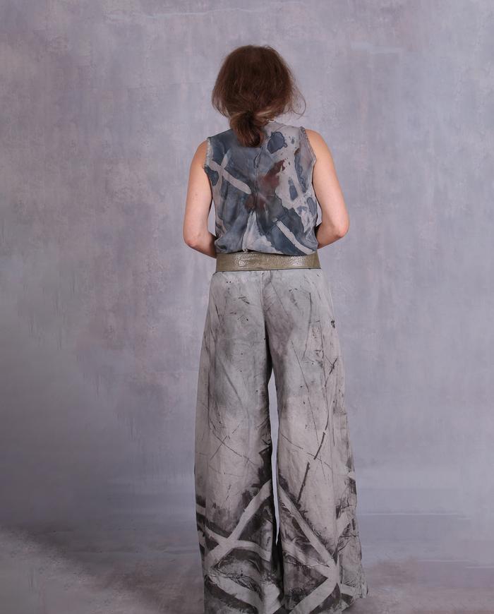 'un-crisscross on the go' wide leg hand-painted summer pants