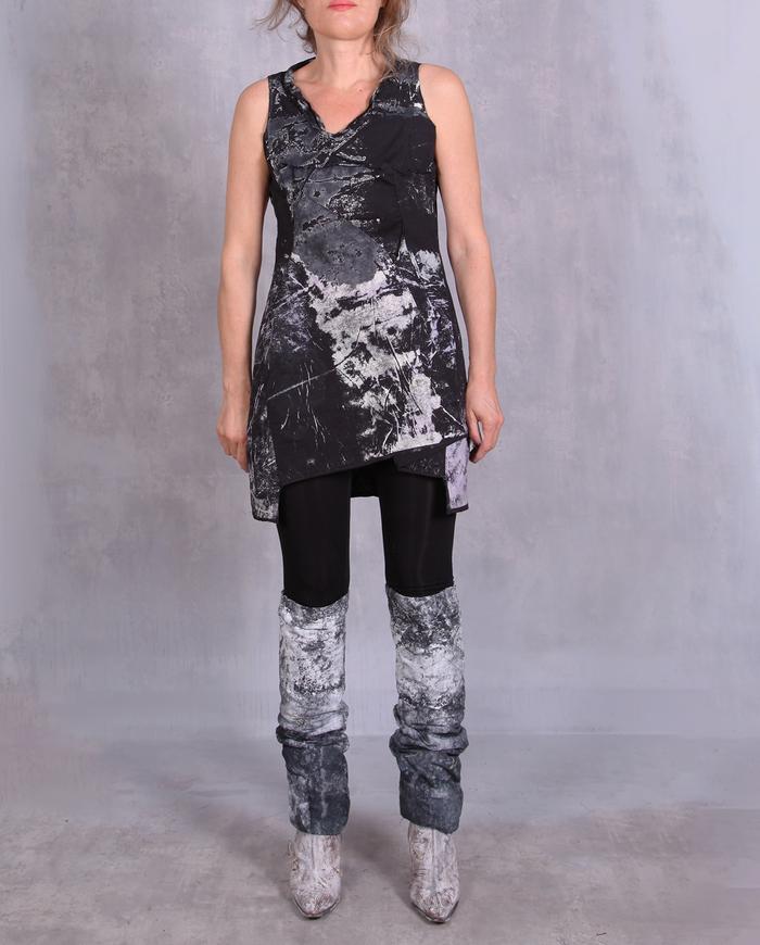 'city road map' black and white mini dress