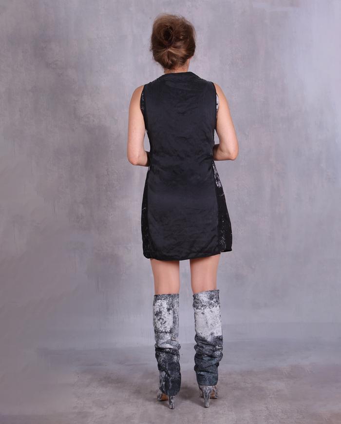 'city road map' black and white mini dress