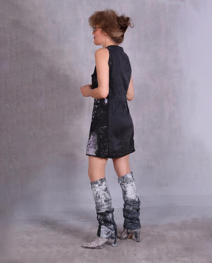 'city road map' black and white mini dress