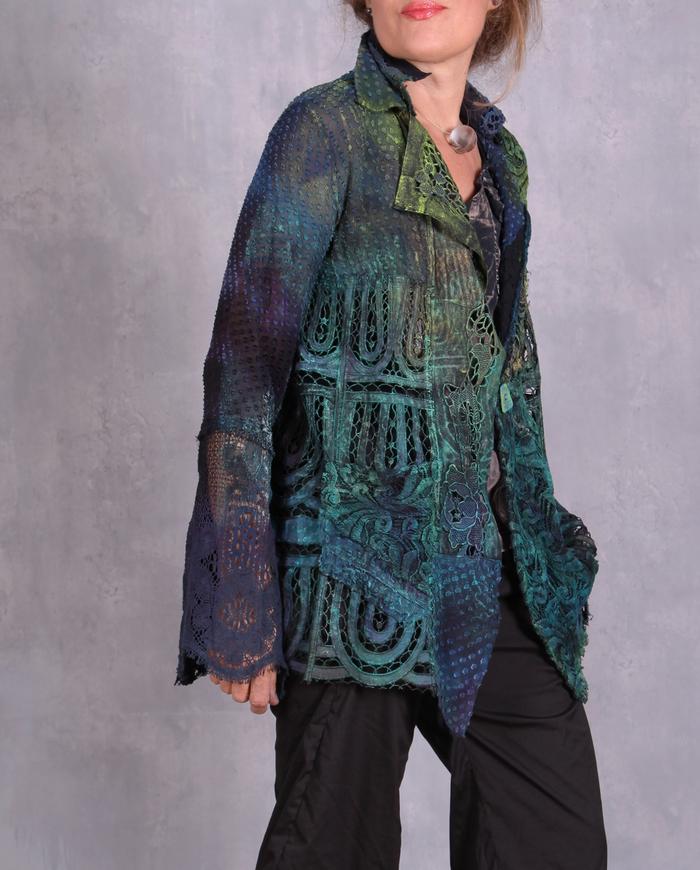 'a lace odyssey' couture mixed fabrics jacket