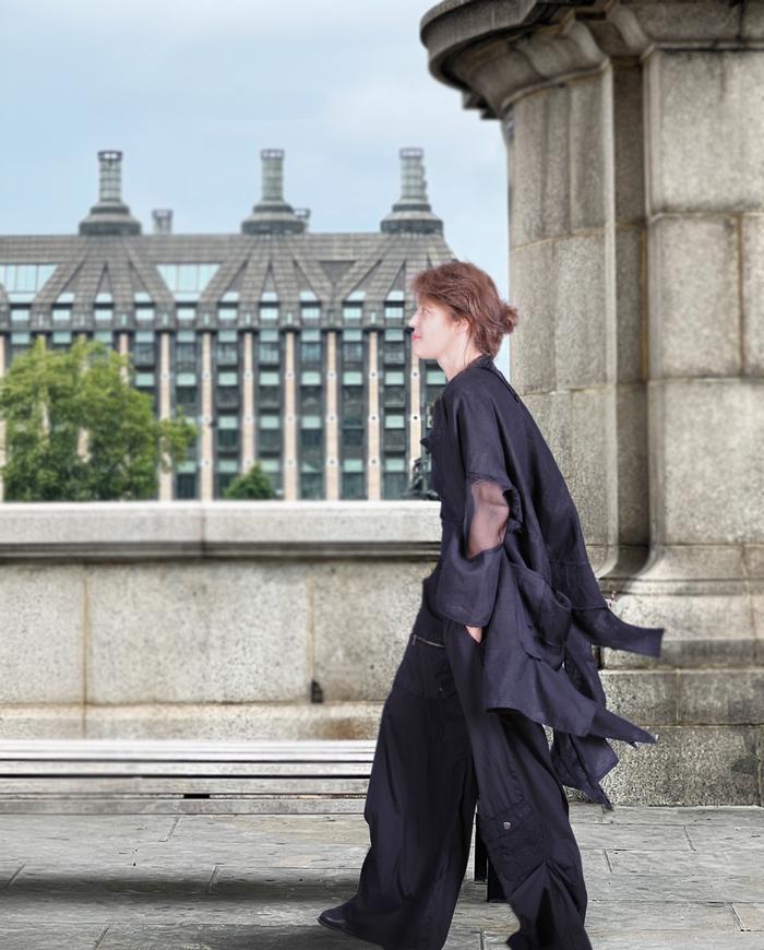'angled infinity' roomy asymmetrical black jacket