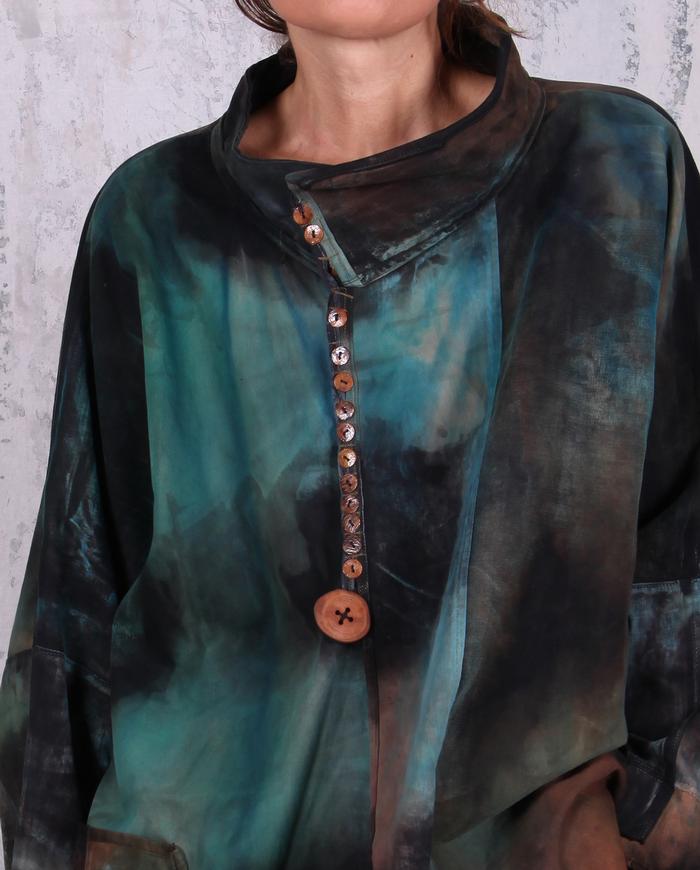 oversized distressed soft cotton jacket in colors of nature