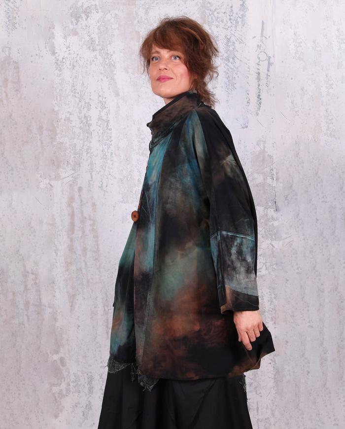 oversized distressed soft cotton jacket in colors of nature