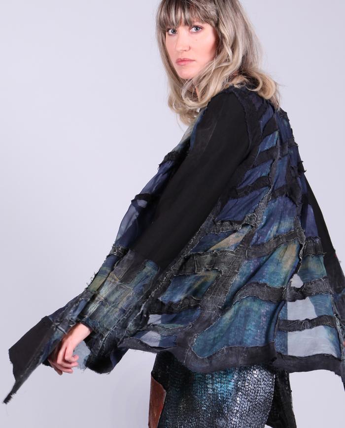 'stained glass' detailed jewel tones organza jacket