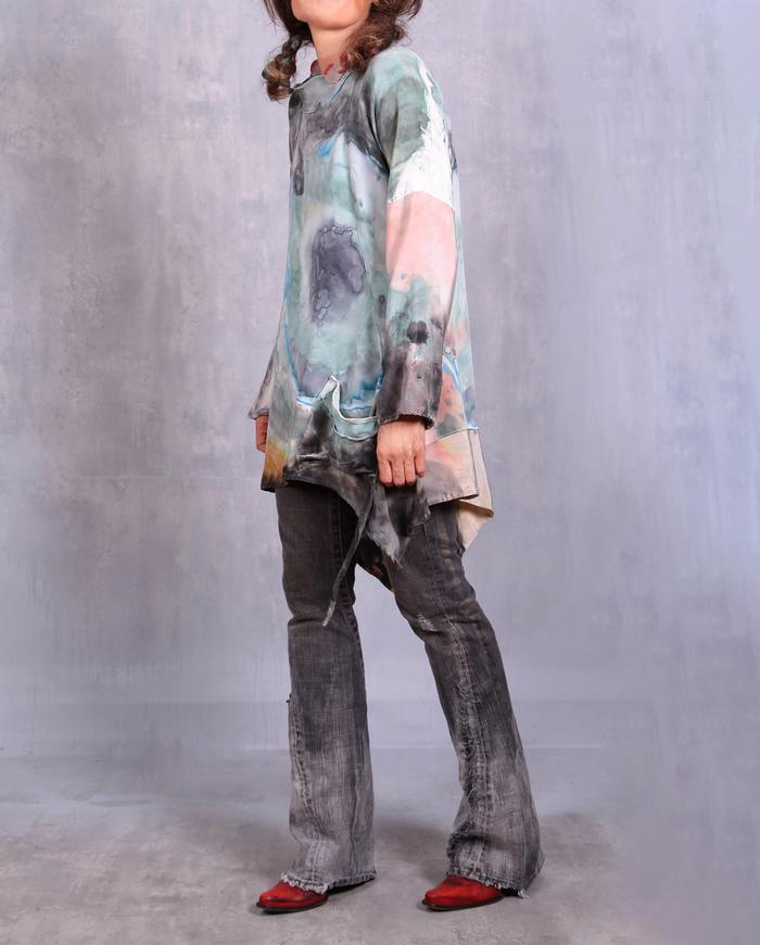 'a lingering daydream' silk crepe asymmetrical tunic