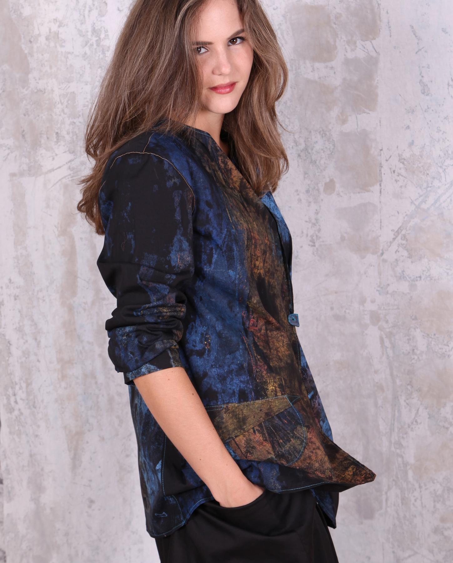 Art-to-Wear by Tatiana Palnitska - 'blue gold' lightweight summer jacket